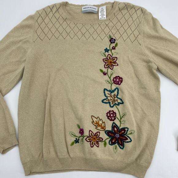 ALFRED DUNNER Floral Embroidered Knit Pullover Sweater Womens PXL - Picture 2 of 7